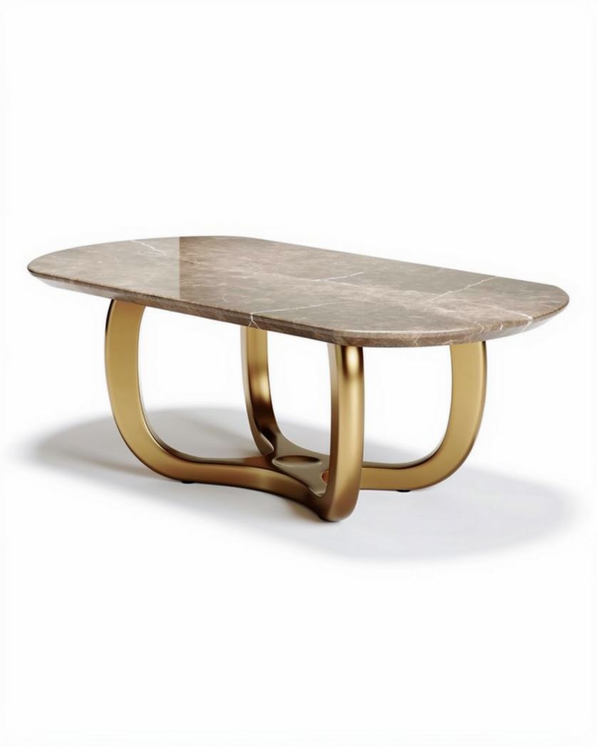 Salontafel van marmer met gouden onderstel 120 x 80 x 40cm