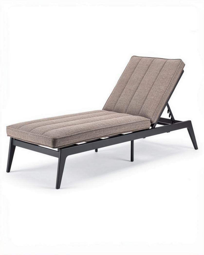 Loungestoel met verstelbare rugleuning van stof in bruin 200 x 70 x 30cm