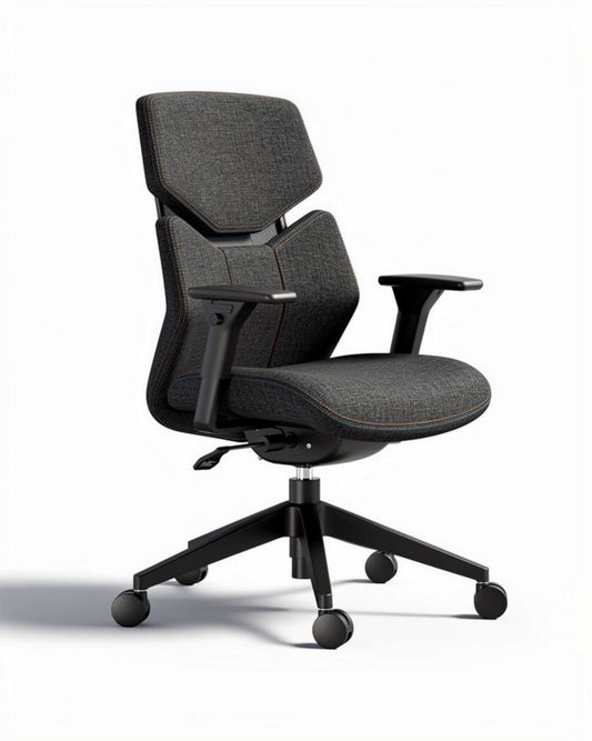 Ergonomische bureaustoel met verstelbare armleuningen en stoffering in donkergrijs 60 x 60 x 95cm