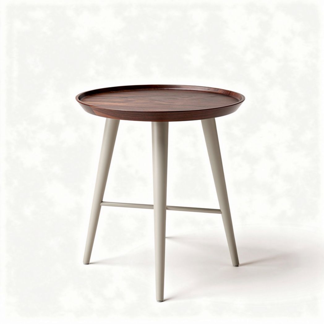 Bijzettafel rond van hout met een diameter van 70 cm en een hoogte van 50 cm