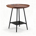 Houten bijzettafel met metalen poten 60 x 60 x 70cm bruin zwart