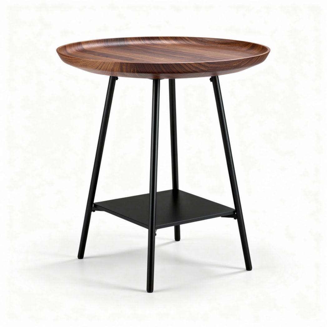 Houten bijzettafel met metalen poten 60 x 60 x 70cm bruin zwart