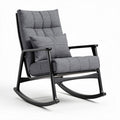 Schommelstoel met grijze stof en kussens afmetingen 90 x 70 x 100cm