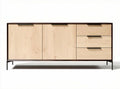 Eikenhouten kast met drie laden en twee deuren 120 x 40 x 80cm
