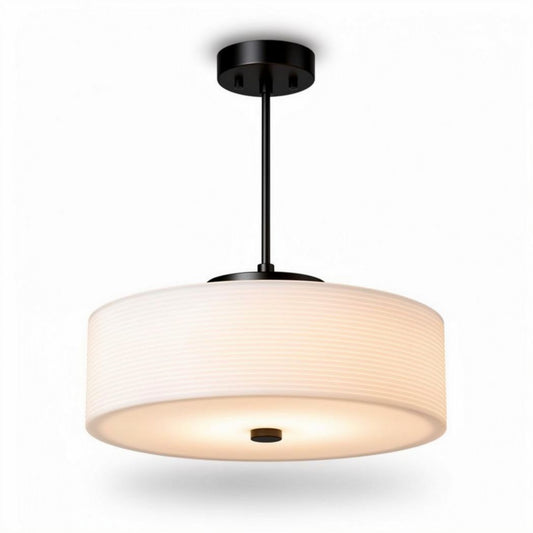 Hanglamp met witte glazen diffuser en zwart metalen afwerking 30 x 30 x 20cm