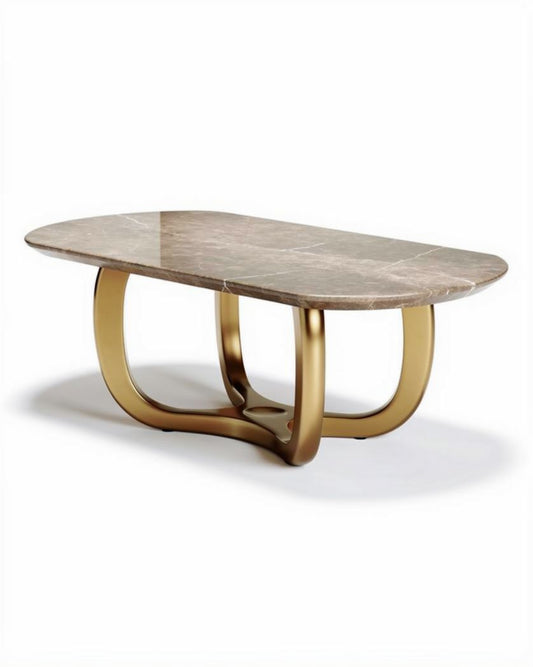 Salontafel van marmer met gouden onderstel 120 x 80 x 40cm