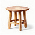 Houten kruk van 30 x 30 x 45cm met ronde zitting en vier poten