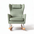Schommelstoel in groen stof met houten frame en kussen 80 x 70 x 100cm