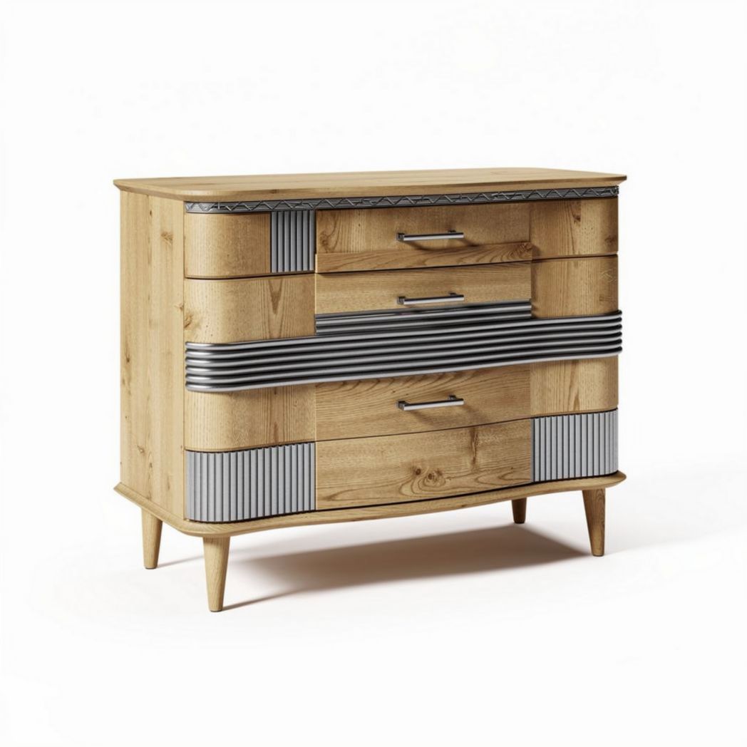 Ladenkast van hout met vijf lades en een afmeting van 80 x 40 x 70cm