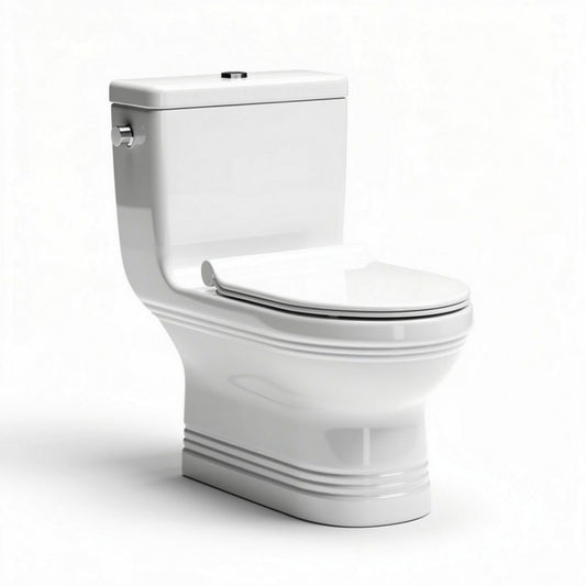 Witte staande toilet met een afmeting van 70 x 40 x 75cm van keramiek