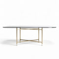 Eettafel van glas en metaal 200 x 100 x 75cm met gouden accenten