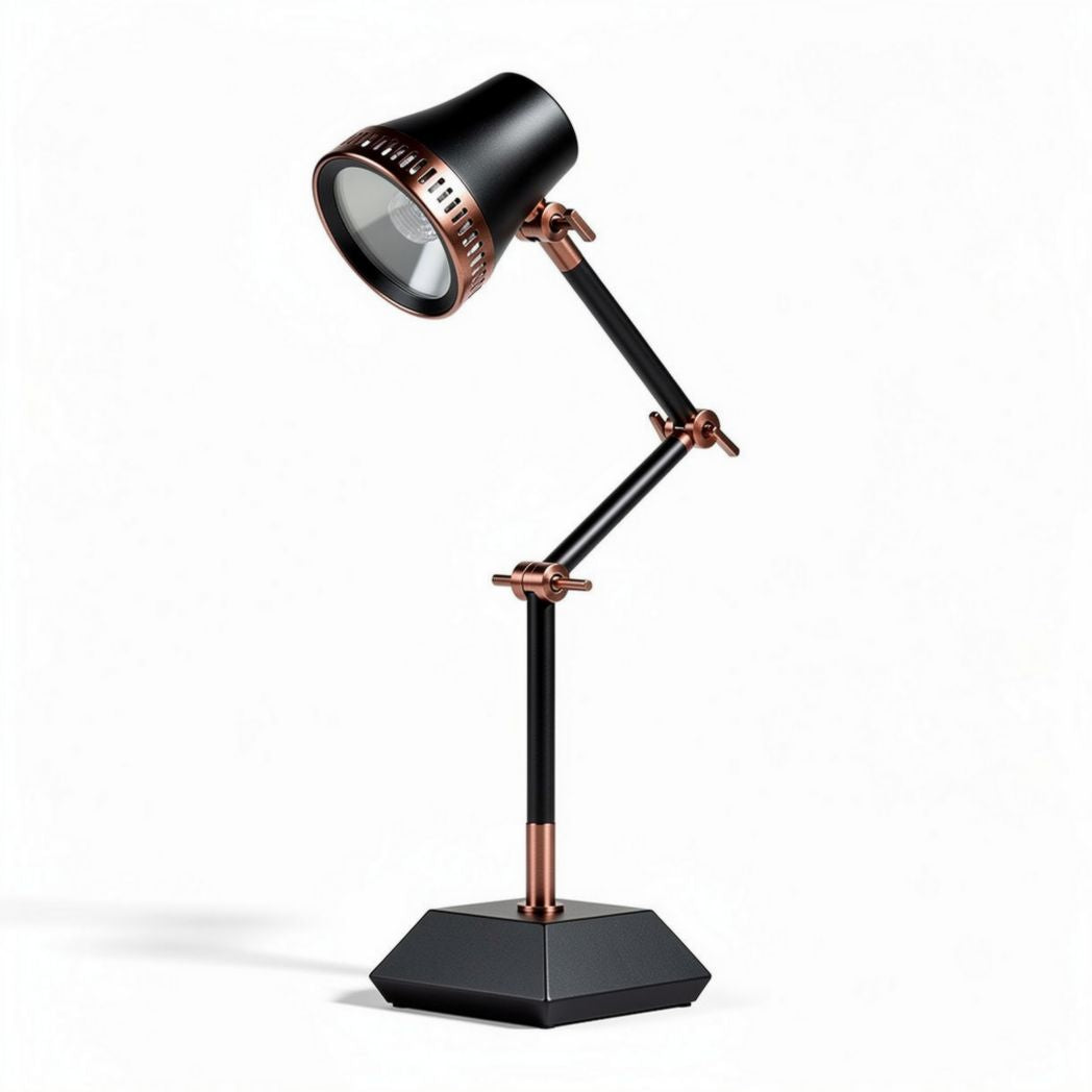 zwarte bureaulamp met verstelbare arm van metaal 30 x 15 x 50cm